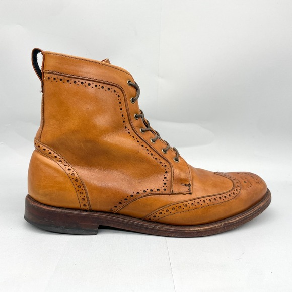 Allen Edmonds Mens 11 D Dalton Boots Walnut Brown Leather Wingtip Brogue Dress